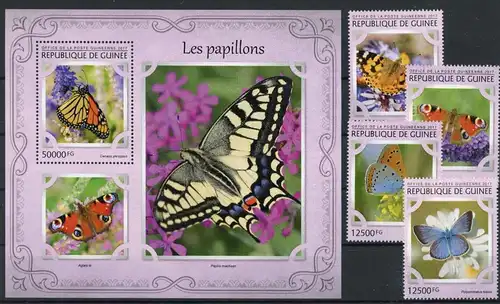 Guinea 12171-12174, Block 2730 postfrisch Schmetterling #Schm1928