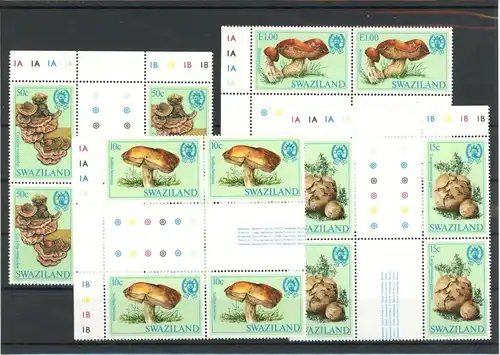 Swaziland Viererblock 462-464 ZS/ZW postfrisch Pilze #1G136