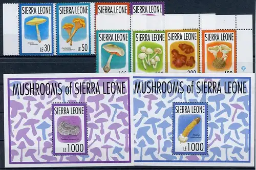 Sierra Leone 1999-2006 + Bl. 220-221 postfrisch Pilze #HF483