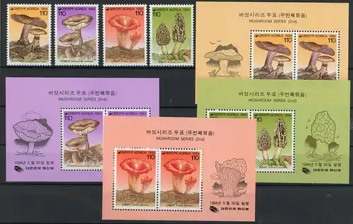 Korea Süd 1784-1787 + Bl. 587-590 postfrisch Pilze #1H053