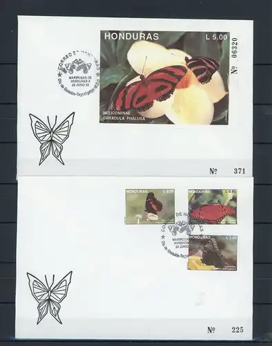 Honduras 1142-1144, Block 52 Schmetterling Ersttagesbrief/FDC #Schm5264