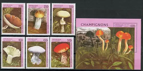 Guinea 1610-1615 + Bl. 505 postfrisch Pilze #1H221