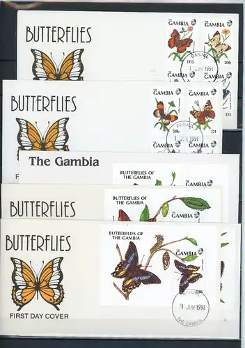 Gambia 1164-1171, Block 112-115 Schmetterling Ersttagesbrief/FDC #Schm5275