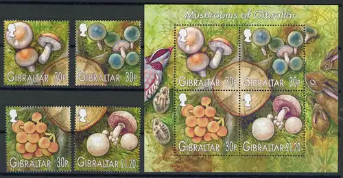 Gibraltar 1054-1057 + Bl. 57 postfrisch Pilze #1H290