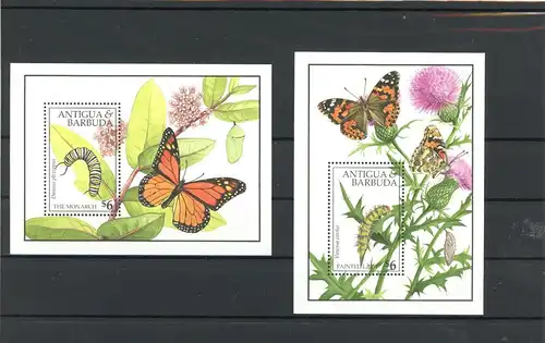Antigua Barbuda Block 199-200 postfrisch Schmetterling #Schm1987