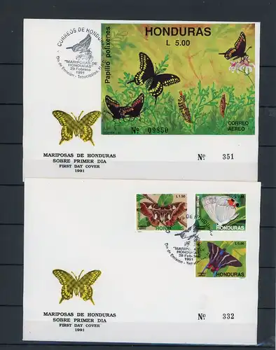 Honduras 1102-1104, Block 47 Schmetterling Ersttagesbrief/FDC #Schm5265