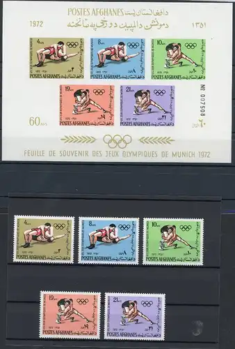 Afghanistan 1120-1124 A + Bl. 68 postfrisch Olympia München 1972 #1H404