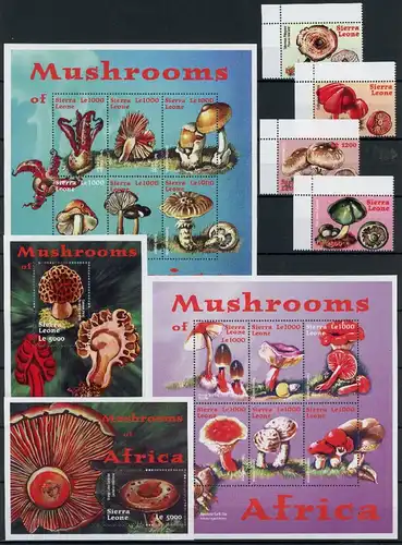 Sierra Leone EM + KB 3707-3722 + Bl. 475-476 postfrisch Pilze #GG2071