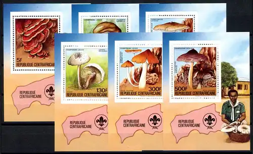 Zentralafrikanische Republik 1052-1057 A postfrisch Pilze Einzelblocks #1H337