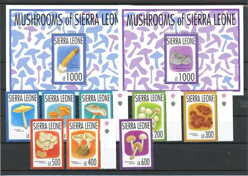 Sierra Leone 1999-2206, Block 220-221 postfrisch Pilze #1G144