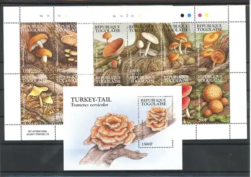 Togo Kleinbogen 2332-2347, Block 387 postfrisch Pilze #1G149