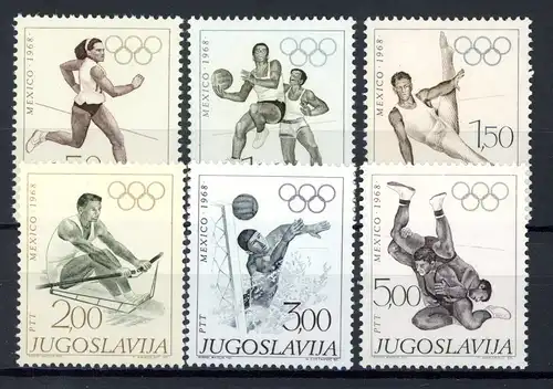 Jugoslawien 1290-1295 postfrisch Olympia 1968 Mexiko #1H457