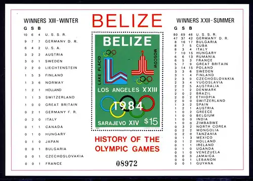 Belize Block 37a postfrisch Olympia 1980 Moskau #1H380