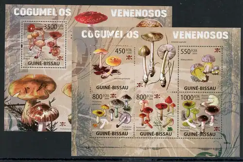 Guinea Bissau KB mit 4297-4301 + Bl. 703 postfrisch Pilze #1H251