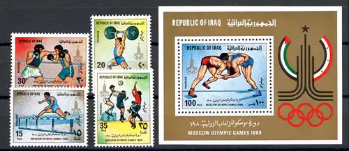 Irak 1048-1051 + Bl. 33 postfrisch Olympia 1980 Moskau #1H376