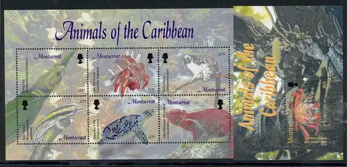 Montserrat KB mit 1212-1217 + Bl. 98 postfrisch Tiere Karibik #1H287