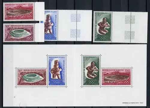 Dahomey 360-363 + Bl. 15 gefaltet postfrisch Olympia 1968 Mexiko #1H504