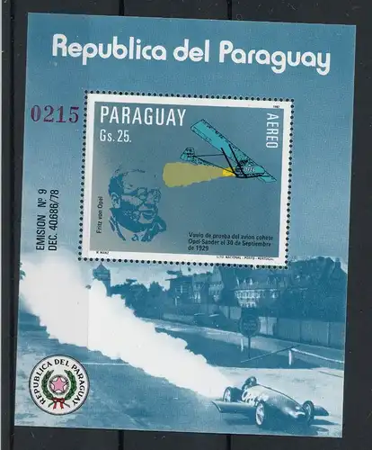 Paraguay Block 384 postfrisch Rakete #1H552