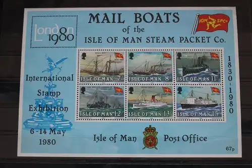Großbritannien Isle of Man Block 3 mit 166-171 postfrisch Schifffahrt #FR956