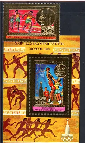 Zentralafr. Rep. 733IA a+Bl. 123A a postfrisch Olympia 1980 Moskau #1H574