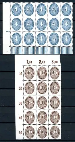 Deutsches Reich Dienstmarken 15er Bogenteile D 130-131 X postfrisch #GM925