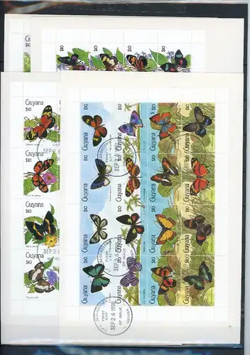 Guyana 3211-3218, Zd-Bg, Blöcke Schmetterling Ersttagesbrief/FDC #Schm5266