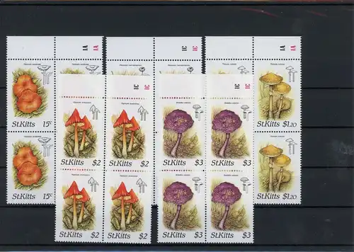 St. Kitts Viererblock 213-217 postfrisch Pilze #1G201