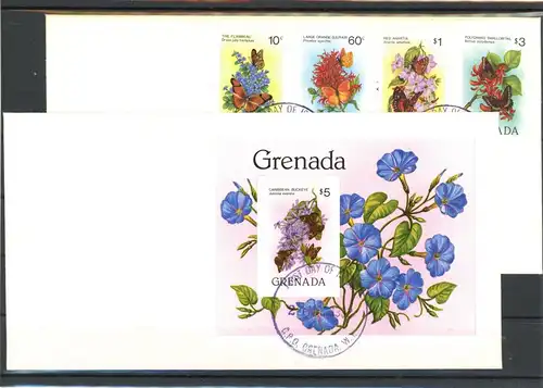 Grenada 1144-1147, Block 104 Schmetterling Ersttagesbrief/FDC #Schm1981