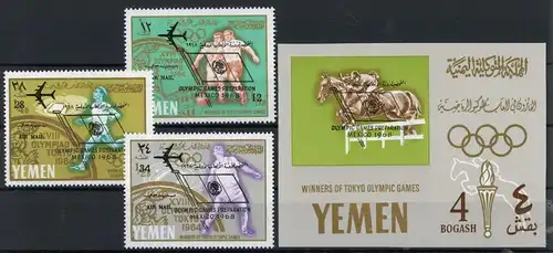 Jemen Königreich 237-239 + Bl. 32 4 B postfrisch Olympia 1968 Mexiko #1H423