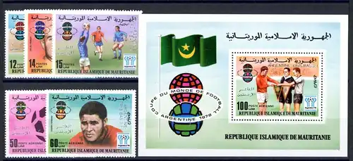 Mauretanien 615-619 + Bl. 22 postfrisch Fußball WM 1978 #1H629