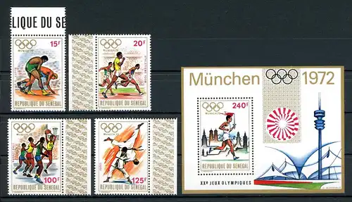 Senegal 494-497 + Bl. 10 postfrisch Olympia München 1972 #1J083