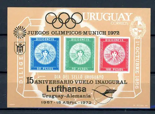 Uruguay Block 15 postfrisch Olympia München 1972 #1J088