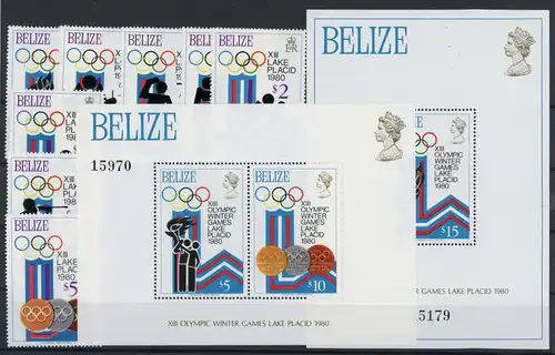 Belize 443-450 A + Bl. 12-13 postfrisch Olympia 1980 Lake Placid #1H530