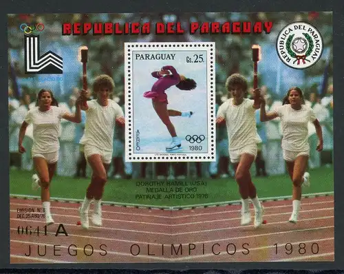 Paraguay Block 338 postfrisch Olympia 1980 Lake Placid #1H557