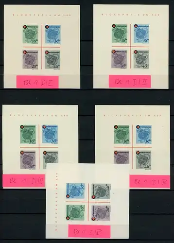 Fr. Zone Württemberg Block 1 I-V postfrisch #GM922