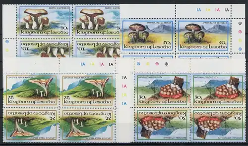 Lesotho Kehrdrucksatz (8 Kehrdrucke) 411-414 postfrisch Pilze #1G175