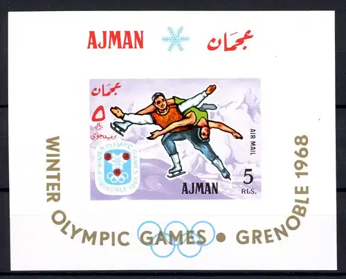 Ajman Block 18 postfrisch Olympia 1968 Grenoble #1H439