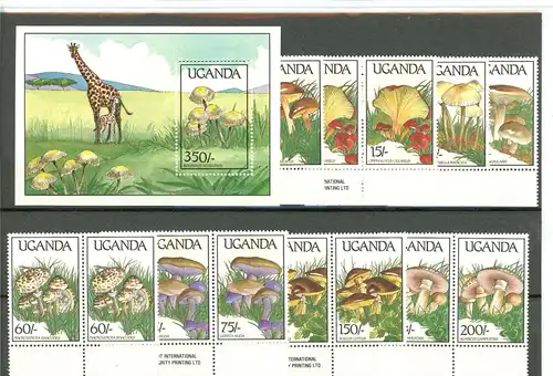 Uganda Paare 667-674, Block 95 postfrisch Pilze #1G157