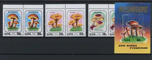 Nordkorea Paare 2798-2800, Block 223 postfrisch Pilze #1G212