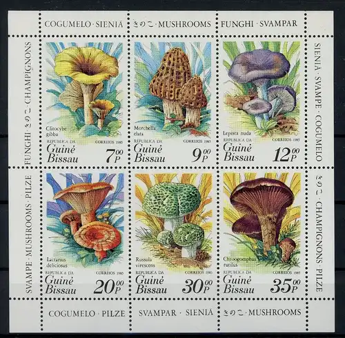 Guinea Bissau Kleinbogen 846-851 postfrisch Pilze #1G219