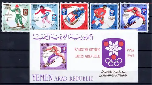 Jemen arab. Rep. 624-628 + Bl. 62 postfrisch Olympia 1968 Grenoble #1H472