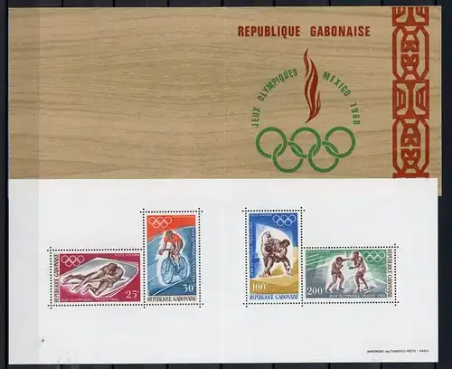 Gabun Faltblatt mit Block 10 postfrisch Olympia 1968 Mexiko #1H484