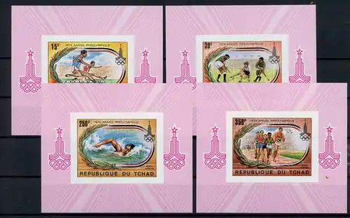 Tschad Einzelblocks 867-870 B postfrisch Olympia 1980 Moskau #1H558