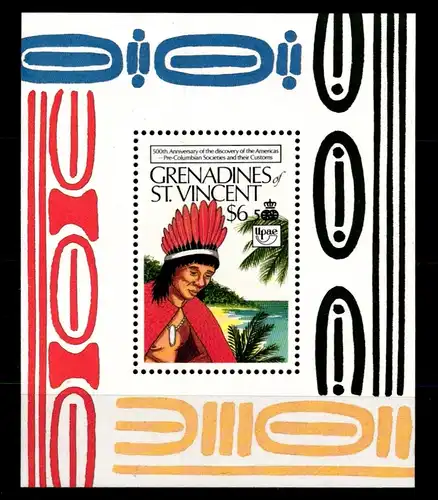 St. Vincent Block 42 mit 652 postfrisch Viererblock Schifffahrt #FU703