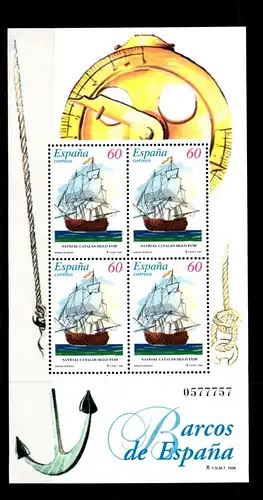 Spanien Block 63 mit 4 x 3265 postfrisch Schifffahrt #FU709