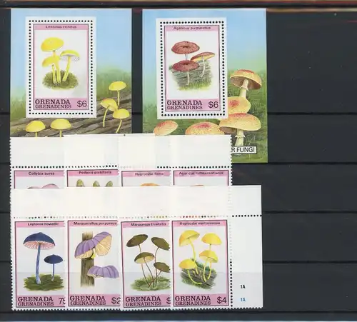 Grenada/ Grenadinen 1191-1198, Block 174-175 postfrisch Pilze #1G341