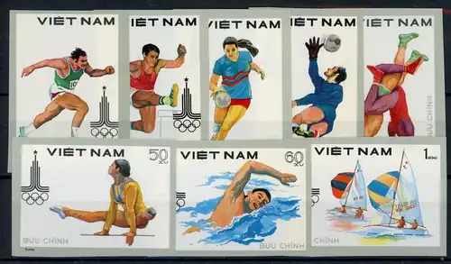 Vietnam 1093-1100 ungezähnt postfrisch Olympia 1980 Moskau #1H547