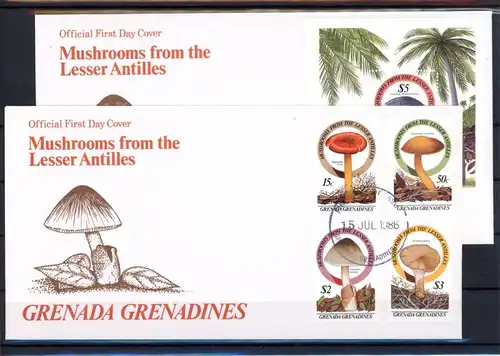 Grenada/ Grenadinen 771-774, Block 111 Pilze Ersttagesbrief/FDC #1G480