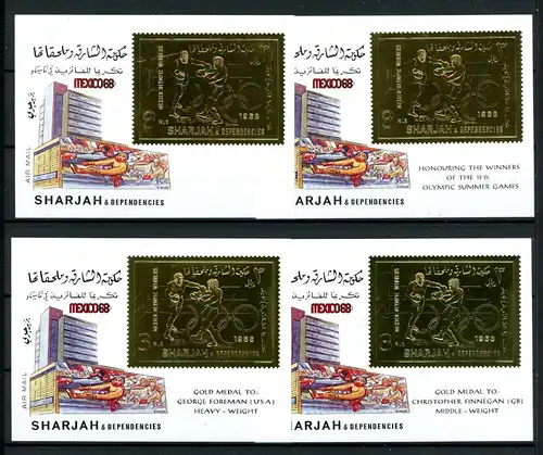 Sharjah 4x Block 45 A postfrisch Boxen Olympiade Mexiko 1968 #JE667