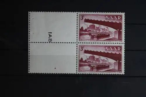 Saarland 321 postfrisch Paar mit Machinennummer im Unterrand #FZ023